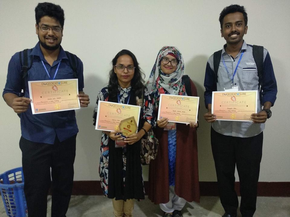 Champions in the Mock Bidding Competition of DU Geo Exposure, 2018